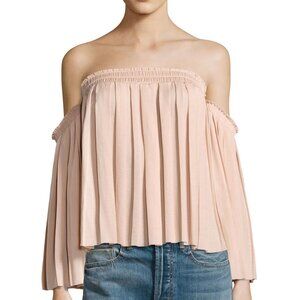 Elizabeth & James Emelyn Off-the-Shoulder Pleated Top, Light Beige